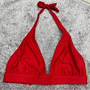 J. Crew Halter Tie Bikini Top Small Red Lined BY633 Beach Swim Classic